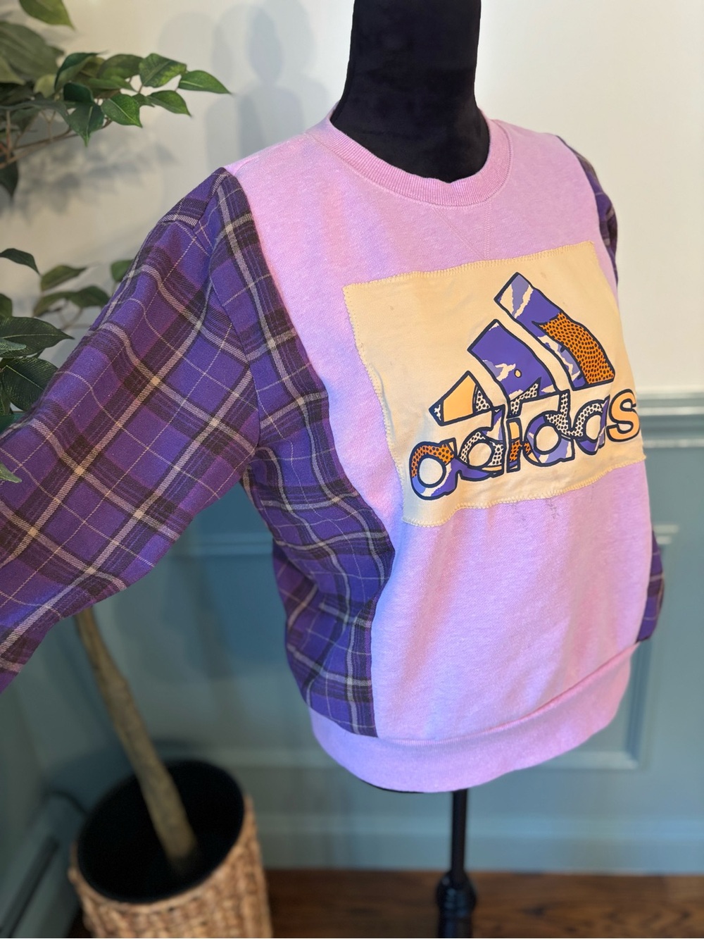 Upcycled adidas Lavender and Purple Logo Pullover